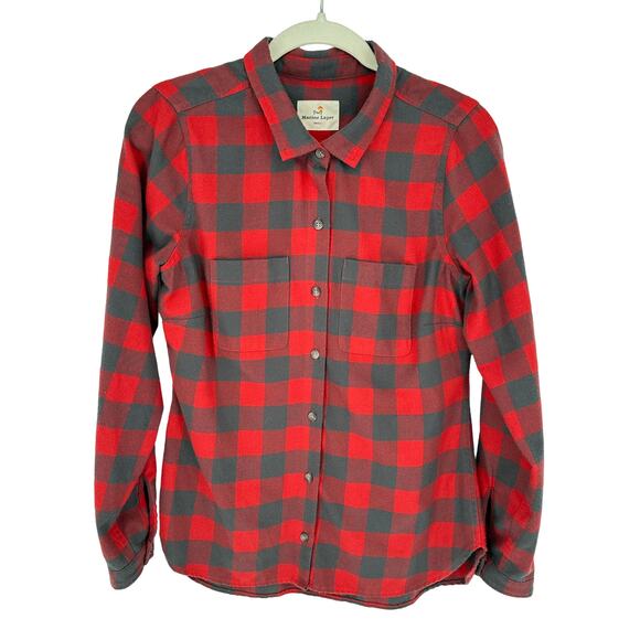 Marine Layer The Stevie Buffalo Check Shirt Red and Gray Button Up Outdoors S - Picture 1 of 10